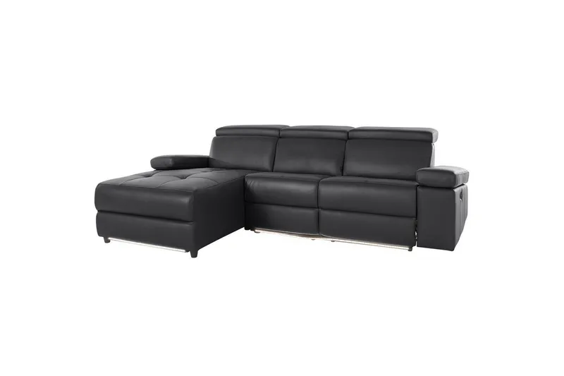 Hjørnesofa 3-seter Rayland Svart, PU, Venstre Manuell Recliner - Svart, PU, Venstre Manuell Recliner - Møbler - Sofaer - Skinnsofaer