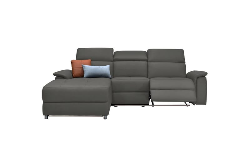 Hjørnesofa 3-seter Pareli Grå, Lær/PU, Venstre Manuell Recliner - Grå, Lær/PU, Venstre Manuell Recliner - Møbler - Sofaer - Skinnsofaer