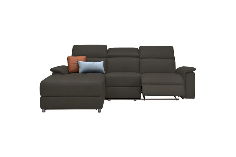 Hjørnesofa 3-seter Pareli Brun, Lær/PU, Venstre Manuell Recliner - Brun, Lær/PU, Venstre Manuell Recliner - Møbler - Sofaer - Skinnsofaer