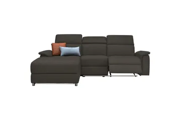 Hjørnesofa 3-seter Pareli Brun, Lær/PU, Venstre Manuell Recliner - Brun, Lær/PU, Venstre Manuell Recliner - Møbler - Sofaer - Skinnsofaer
