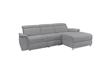 Hjørnesofa 3-seter Pareli Grå, Sandfarget stoff, Venstre Elektrisk Recliner