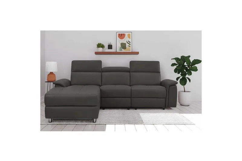 Hjørnesofa 3-seter Pareli Brun, PU, Venstre Elektrisk Recliner - Brun, PU, Venstre Elektrisk Recliner - Møbler - Sofaer - Skinnsofaer