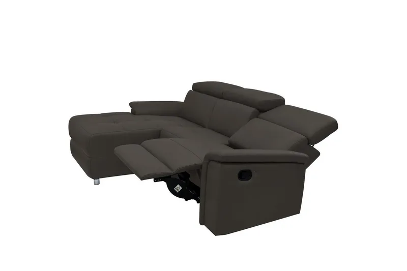 Hjørnesofa 3-seter Pareli Brun, Lær/PU, Venstre Manuell Recliner - Brun, Lær/PU, Venstre Manuell Recliner - Møbler - Sofaer - Skinnsofaer