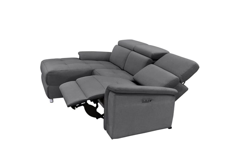 Hjørnesofa 3-seter Pareli Grå, Sandfarget stoff, Venstre Elektrisk Recliner - Grå, Sandfarget stoff, Venstre Elektrisk Recliner - Møbler - Sofaer - Reclinersofaer