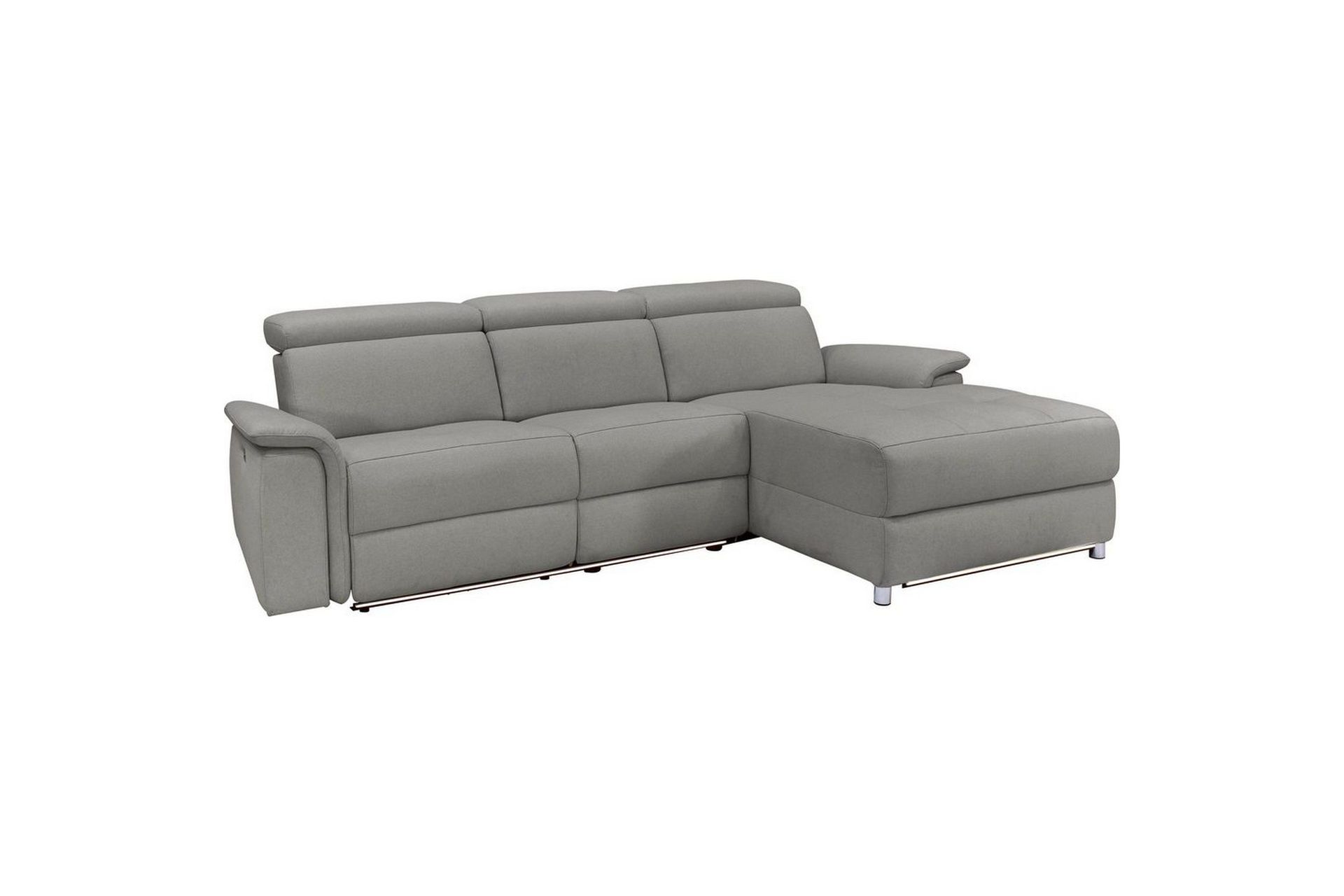 Hjørnesofa 3-seter Pareli Grå, Sunday Stoff, Høyre Elektrisk Recliner - Grå, Sunday Stoff, Høyre Elektrisk Recliner