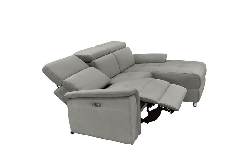 Hjørnesofa 3-seter Pareli Grå, Sunday Stoff, Høyre Elektrisk Recliner - Grå, Sunday Stoff, Høyre Elektrisk Recliner - Møbler - Sofaer - Reclinersofaer