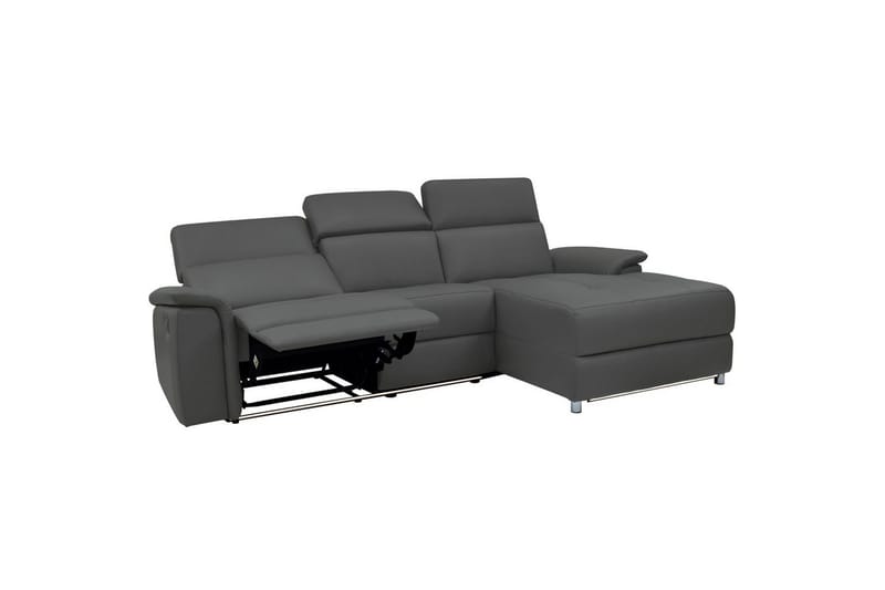 Hjørnesofa 3-seter Pareli Grå, Lær/PU, Høyre Manuell Recliner - Grå, Lær/PU, Høyre Manuell Recliner - Møbler - Sofaer - Skinnsofaer
