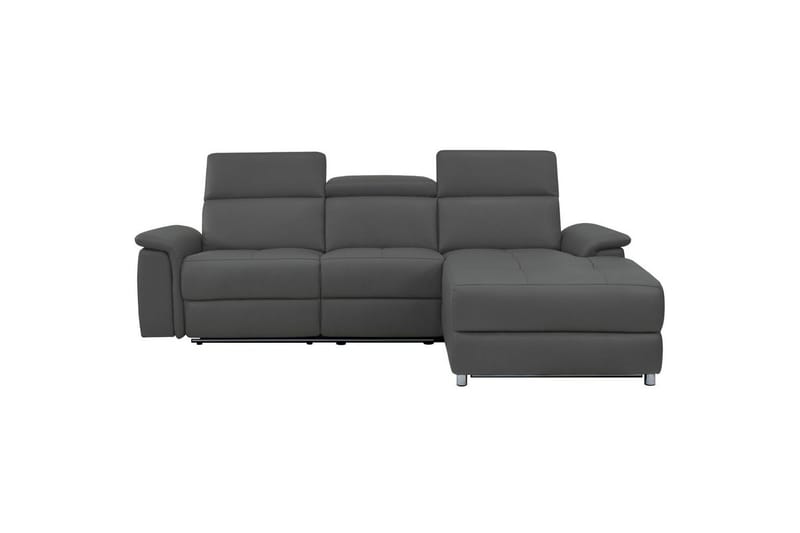 Hjørnesofa 3-seter Pareli Grå, Lær/PU, Høyre Manuell Recliner - Grå, Lær/PU, Høyre Manuell Recliner - Møbler - Sofaer - Skinnsofaer