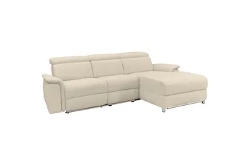 Hjørnesofa 3-seter Pareli Hvit, Sunday Stoff, Høyre Manuell Recliner