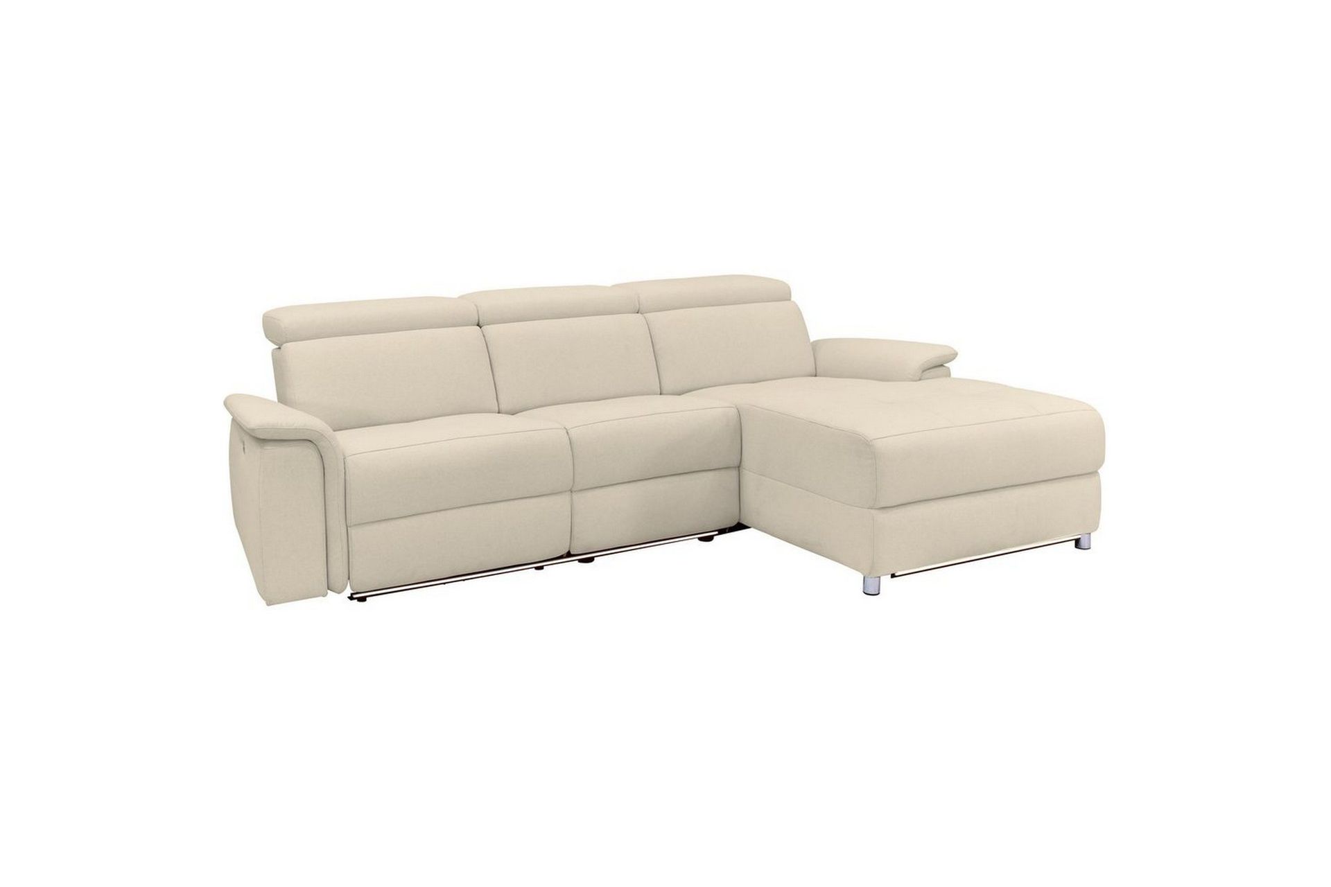 Hjørnesofa 3-seter Pareli Hvit, Sunday Stoff, Høyre Manuell Recliner - Hvit, Sunday Stoff, Høyre Manuell Recliner