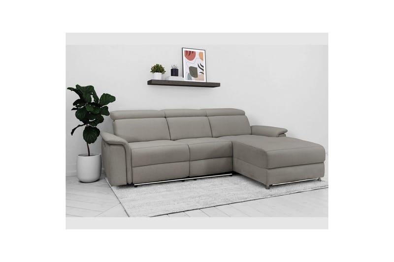 Hjørnesofa 3-seter Pareli Grå, Sunday Stoff, Høyre Manuell Recliner - Grå, Sunday Stoff, Høyre Manuell Recliner - Møbler - Sofaer - Reclinersofaer