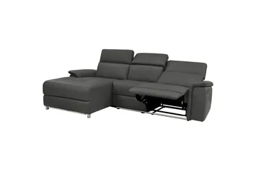 Hjørnesofa 3-seter Pareli Svart, PU, Venstre Elektrisk Recliner - Svart, PU, Venstre Elektrisk Recliner - Møbler - Sofaer - Skinnsofaer