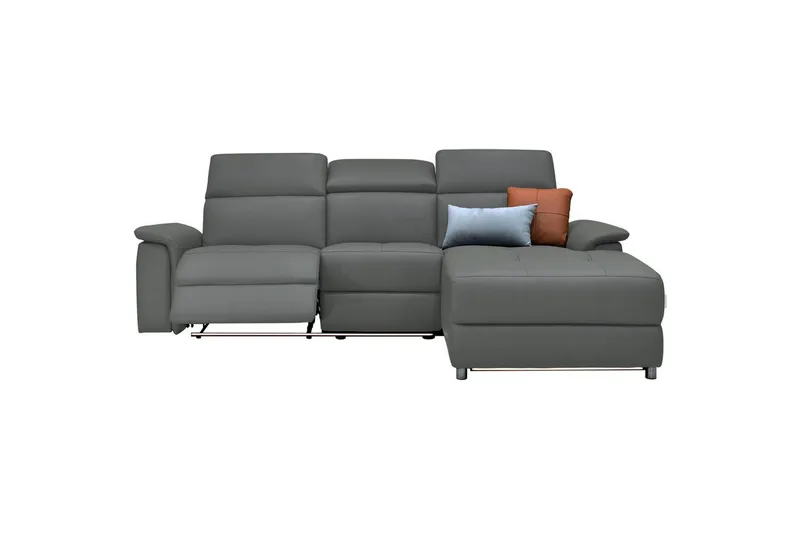 Hjørnesofa 3-seter Pareli Grå, Lær/PU, Høyre Elektrisk Recliner - Grå, Lær/PU, Høyre Elektrisk Recliner - Møbler - Sofaer - Skinnsofaer