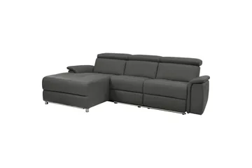 Hjørnesofa 3-seter Pareli Svart, PU, Venstre Elektrisk Recliner