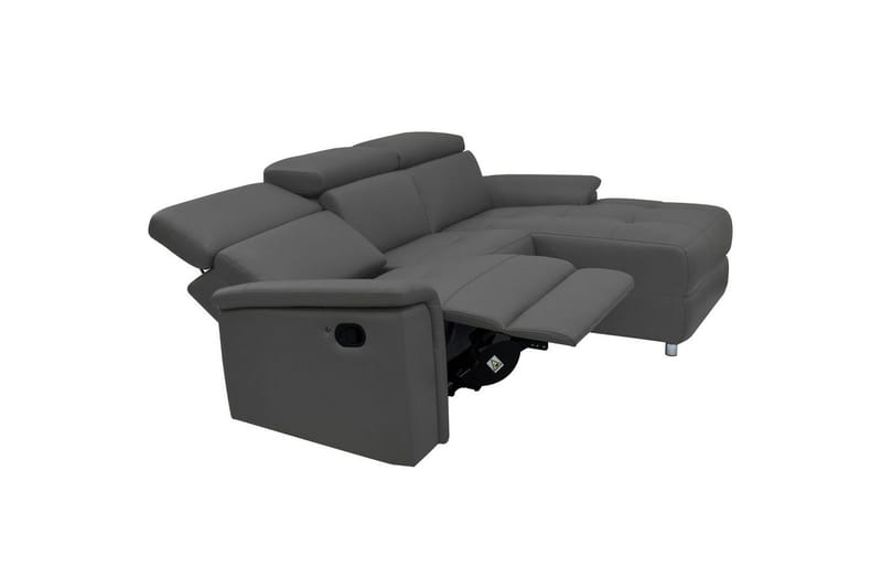 Hjørnesofa 3-seter Pareli Grå, Lær/PU, Høyre Manuell Recliner - Grå, Lær/PU, Høyre Manuell Recliner - Møbler - Sofaer - Skinnsofaer
