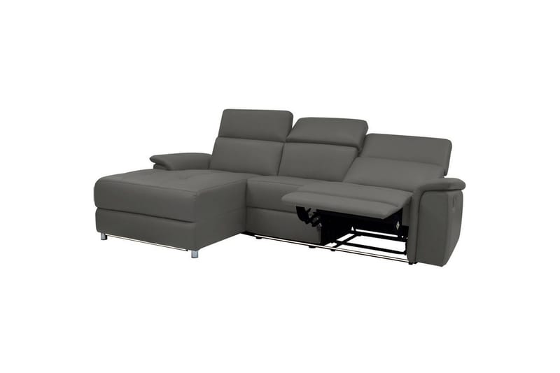 Hjørnesofa 3-seter Pareli Grå, Lær/PU, Venstre Manuell Recliner - Grå, Lær/PU, Venstre Manuell Recliner - Møbler - Sofaer - Skinnsofaer