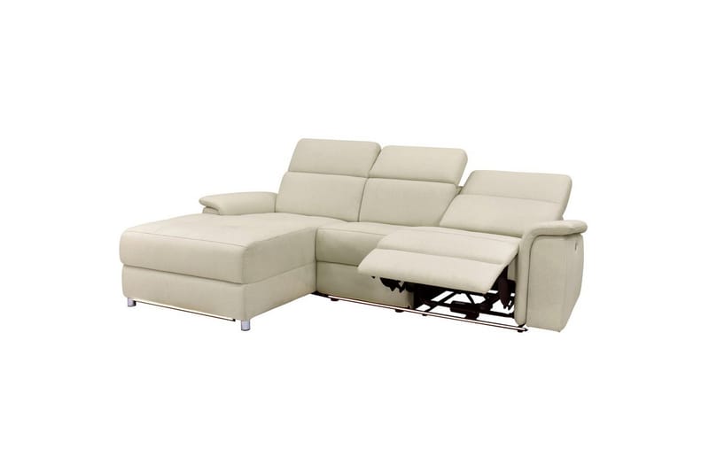 Hjørnesofa 3-seter Pareli Hvit, Sunday Stoff, Venstre Manuell Recliner - Hvit, Sunday Stoff, Venstre Manuell Recliner - Møbler - Sofaer - Reclinersofaer