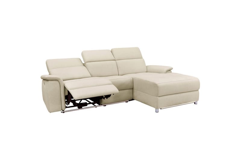Hjørnesofa 3-seter Pareli Hvit, Sandfarget stoff, Høyre Elektrisk Recliner - Hvit, Sandfarget stoff, Høyre Elektrisk Recliner - Møbler - Sofaer - Reclinersofaer
