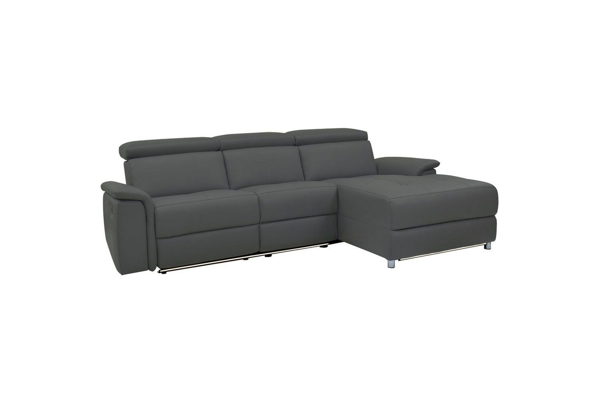 Hjørnesofa 3-seter Pareli Grå, PU, Høyre Manuell Recliner - Grå, PU, Høyre Manuell Recliner