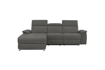Hjørnesofa 3-seter Pareli Grå, Lær/PU, Venstre Manuell Recliner - Grå, Lær/PU, Venstre Manuell Recliner - Møbler - Sofaer - Skinnsofaer