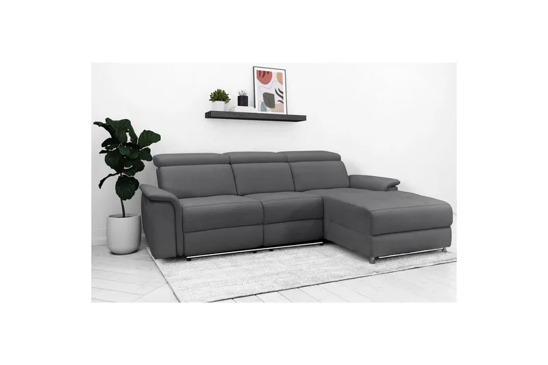 Hjørnesofa 3-seter Pareli Antrasitt, Sunday Stoff, Høyre Elektrisk Recliner - Antrasitt, Sunday Stoff, Høyre Elektrisk Recliner - Møbler - Sofaer - Reclinersofaer