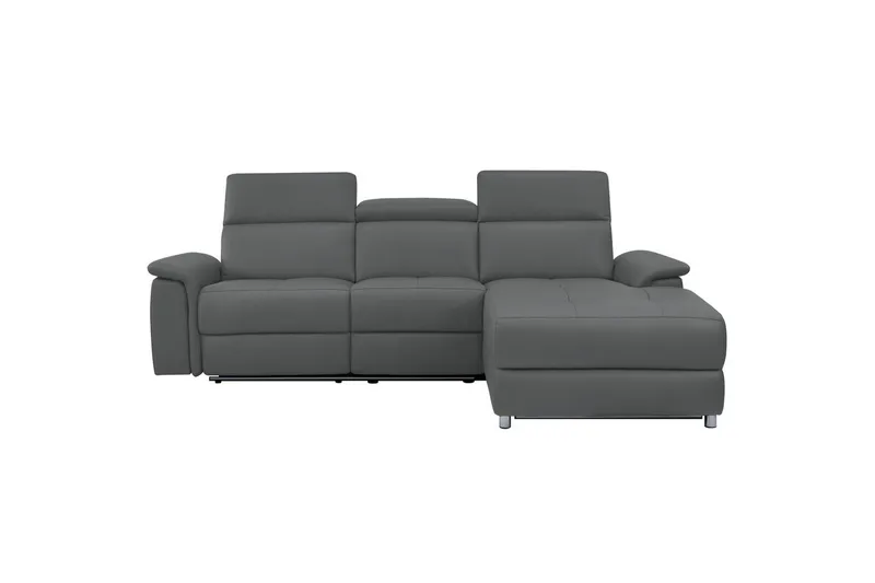 Hjørnesofa 3-seter Pareli Grå, Lær/PU, Høyre Elektrisk Recliner - Grå, Lær/PU, Høyre Elektrisk Recliner - Møbler - Sofaer - Skinnsofaer