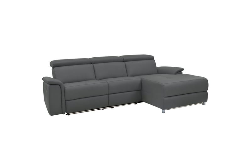 Hjørnesofa 3-seter Pareli Grå, Lær/PU, Høyre Elektrisk Recliner - Grå, Lær/PU, Høyre Elektrisk Recliner - Møbler - Sofaer - Reclinersofaer