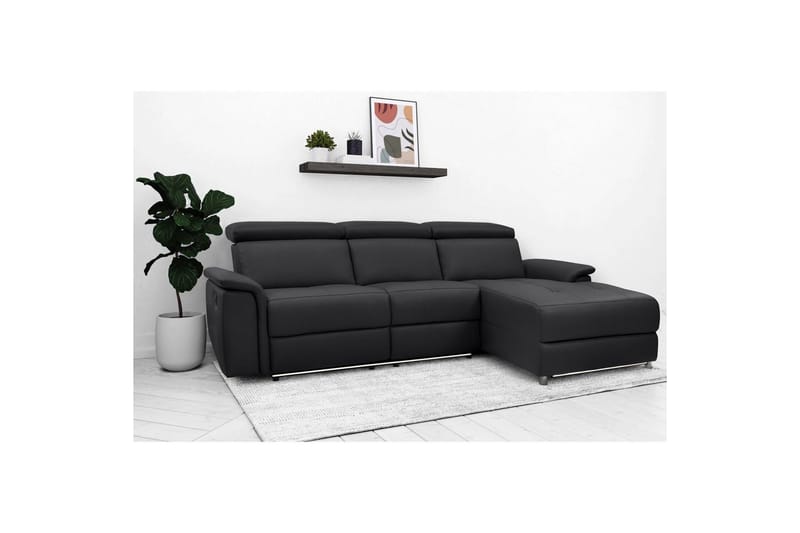 Hjørnesofa 3-seter Pareli Svart, Lær/PU, Høyre Elektrisk Recliner - Svart, Lær/PU, Høyre Elektrisk Recliner - Møbler - Sofaer - Reclinersofaer