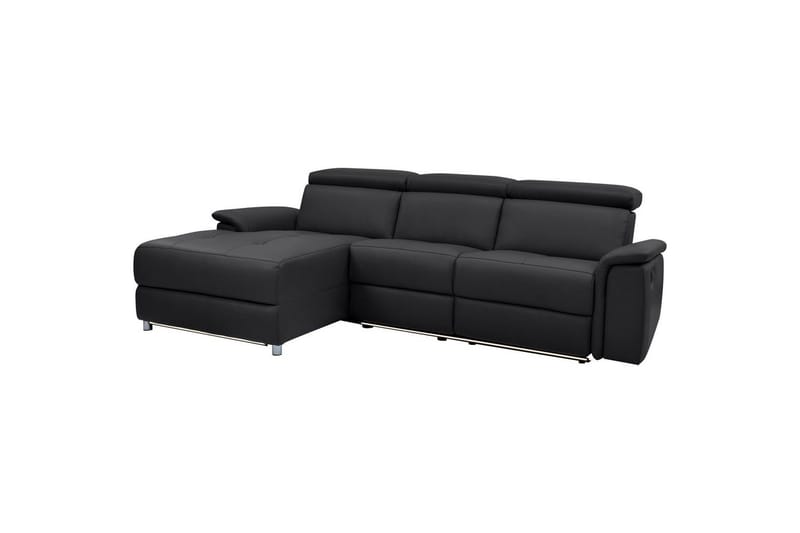Hjørnesofa 3-seter Pareli Svart, Lær/PU, Venstre Elektrisk Recliner - Svart, Lær/PU, Venstre Elektrisk Recliner - Møbler - Sofaer - Reclinersofaer
