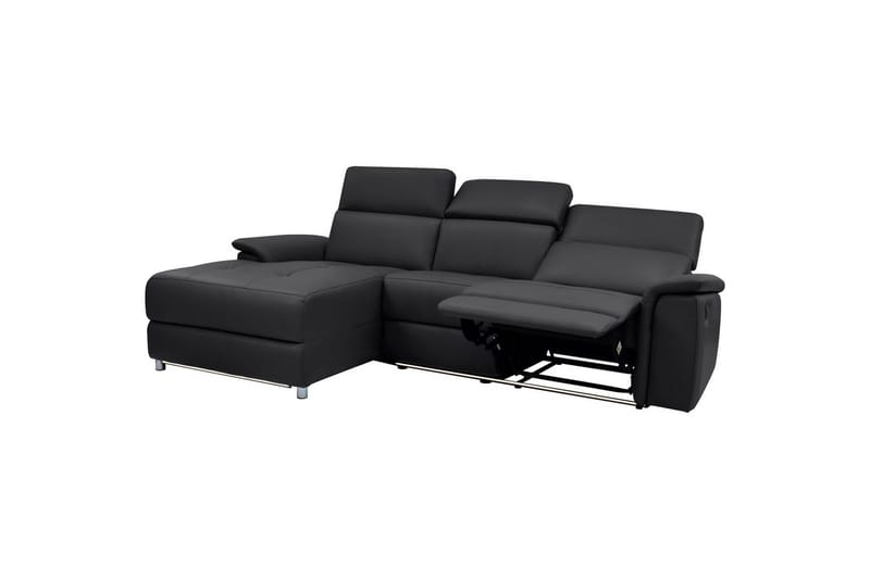 Hjørnesofa 3-seter Pareli Svart, Lær/PU, Venstre Elektrisk Recliner - Svart, Lær/PU, Venstre Elektrisk Recliner - Møbler - Sofaer - Reclinersofaer