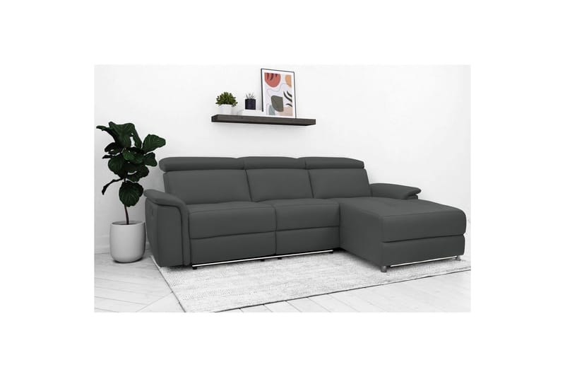 Hjørnesofa 3-seter Pareli Grå, PU, Høyre Elektrisk Recliner - Grå, PU, Høyre Elektrisk Recliner - Møbler - Sofaer - Reclinersofaer