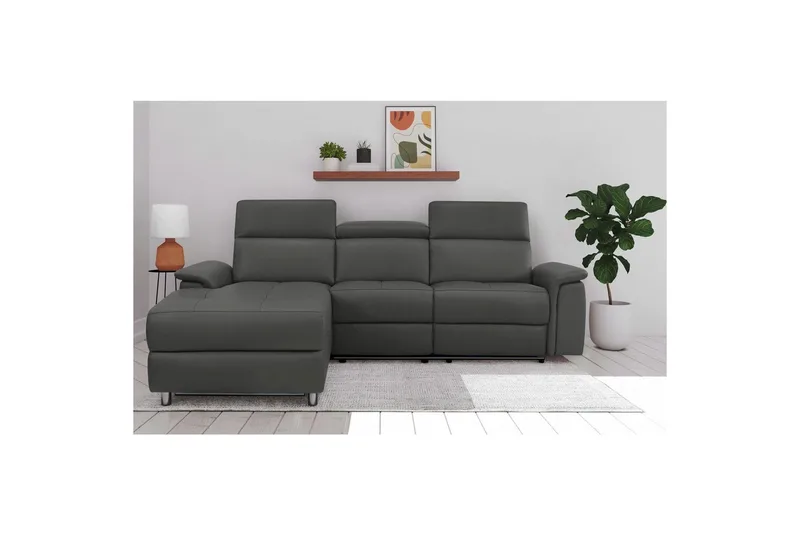 Hjørnesofa 3-seter Pareli Svart, PU, Venstre Elektrisk Recliner - Svart, PU, Venstre Elektrisk Recliner - Møbler - Sofaer - Skinnsofaer