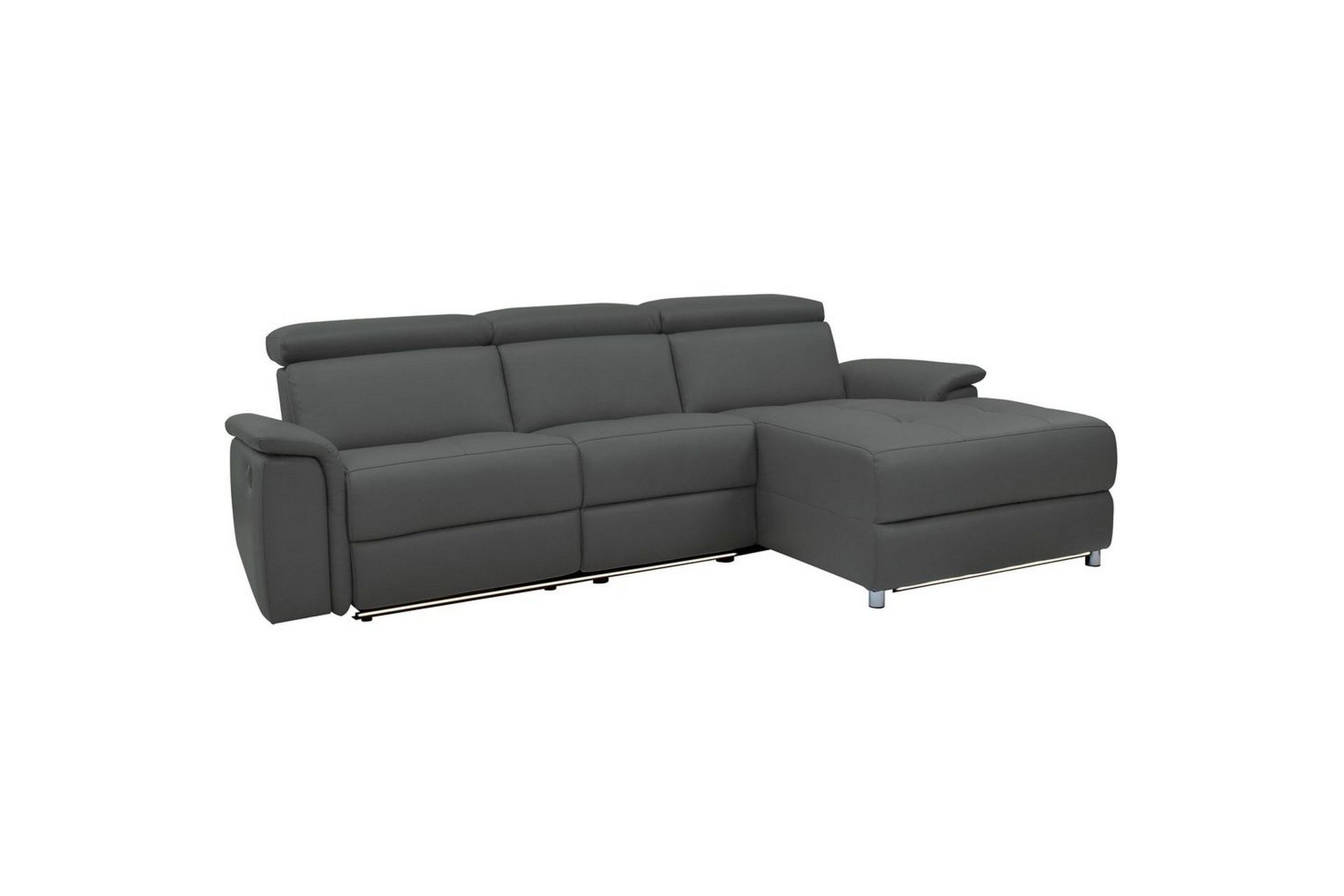 Hjørnesofa 3-seter Pareli Grå, Lær/PU, Høyre Manuell Recliner - Grå, Lær/PU, Høyre Manuell Recliner