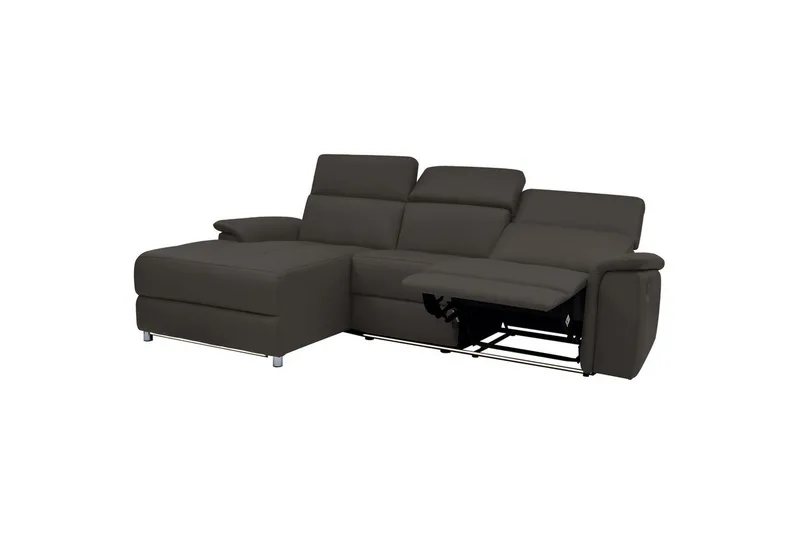 Hjørnesofa 3-seter Pareli Brun, Lær/PU, Venstre Manuell Recliner - Brun, Lær/PU, Venstre Manuell Recliner - Møbler - Sofaer - Skinnsofaer