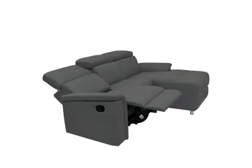 Hjørnesofa 3-seter Pareli Grå, PU, Høyre Manuell Recliner - Grå, PU, Høyre Manuell Recliner - Møbler - Sofaer - Skinnsofaer