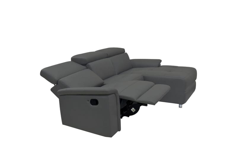 Hjørnesofa 3-seter Pareli Grå, PU, Høyre Manuell Recliner - Grå, PU, Høyre Manuell Recliner - Møbler - Sofaer - Skinnsofaer