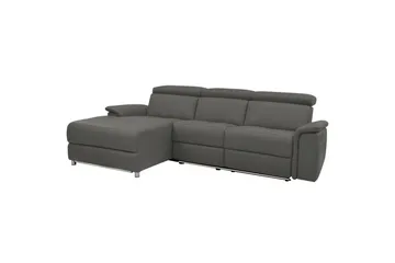 Hjørnesofa 3-seter Pareli Grå, Lær/PU, Venstre Manuell Recliner