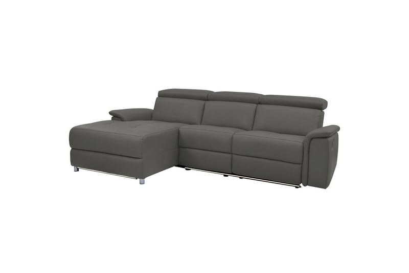 Hjørnesofa 3-seter Pareli Grå, Lær/PU, Venstre Manuell Recliner - Grå, Lær/PU, Venstre Manuell Recliner - Møbler - Sofaer - Skinnsofaer