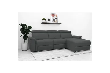 Hjørnesofa 3-seter Pareli Grå, PU, Høyre Manuell Recliner - Grå, PU, Høyre Manuell Recliner - Møbler - Sofaer - Skinnsofaer