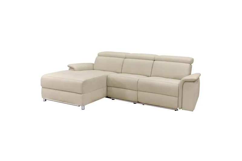 Hjørnesofa 3-seter Pareli Hvit, Sunday Stoff, Venstre Manuell Recliner, Hvit, Sunday Stoff, Venstre Manuell Recliner