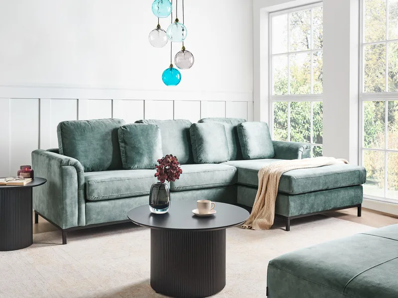 Hjørnesofa 4-seter Oslo venstrevendt - Blågrønn - Møbler - Sofaer - Sofa med sjeselong