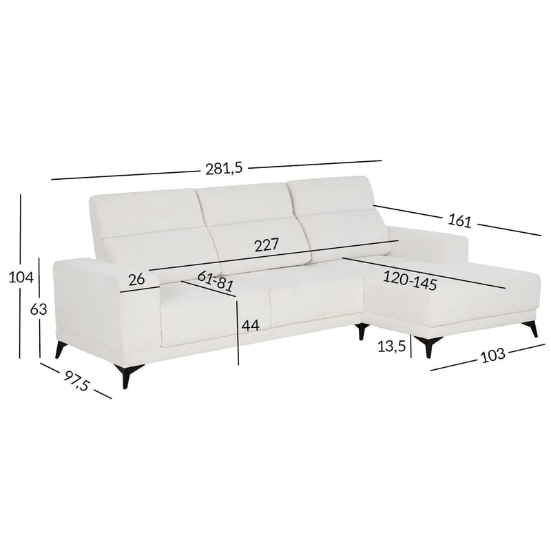 Hjørnesofa Ekorna Høyre - Lys beige - Møbler - Sofaer - Hjørnesofa