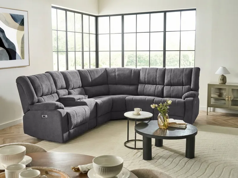 Hjørnesofa Elektrisk Rokke - Mørkegrå - Møbler - Sofaer - Reclinersofaer