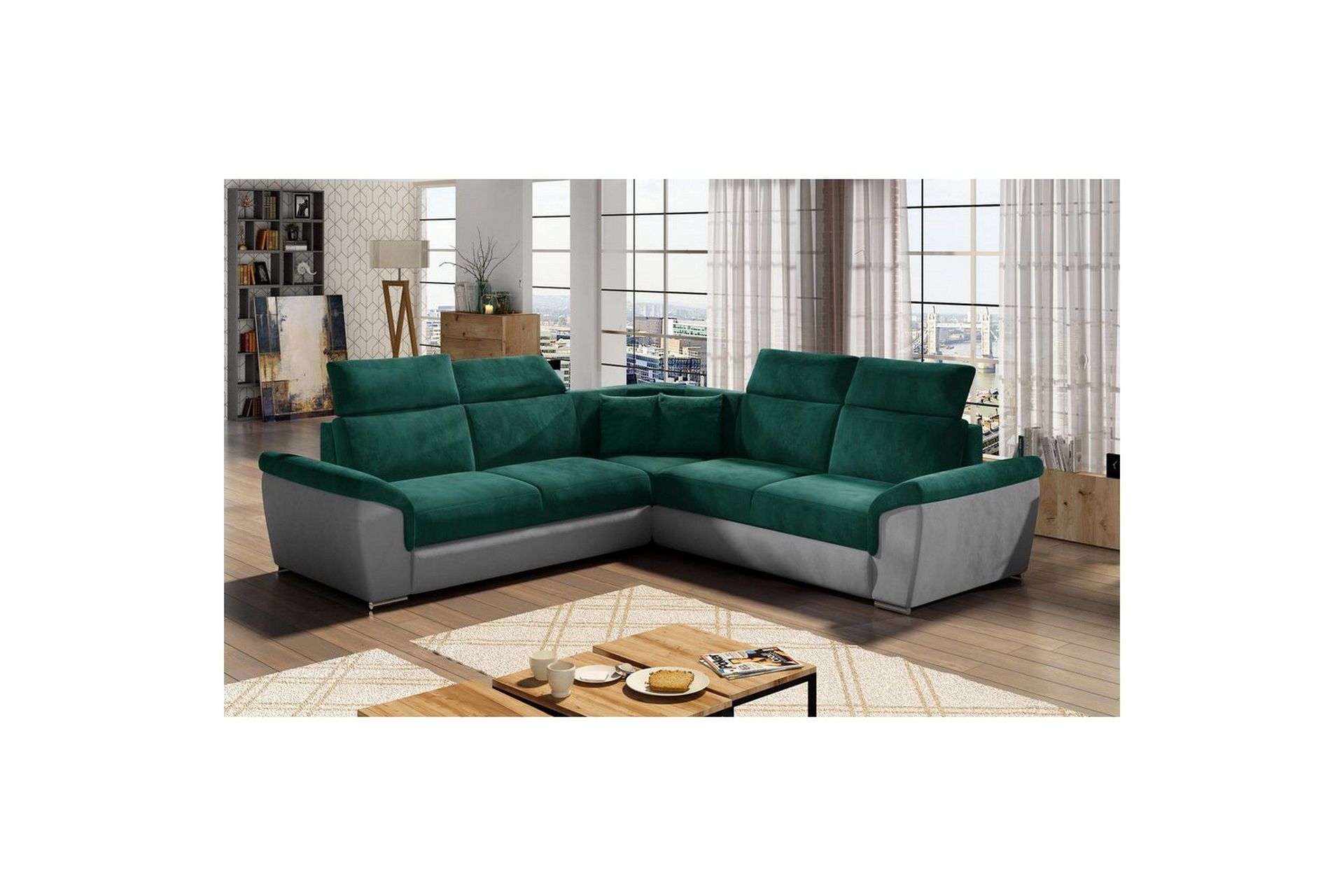 Hjørnesofa Eltap Federico 266x102x266 cm - Kronos 19, Paros 05, Mørk Grønn, Universell