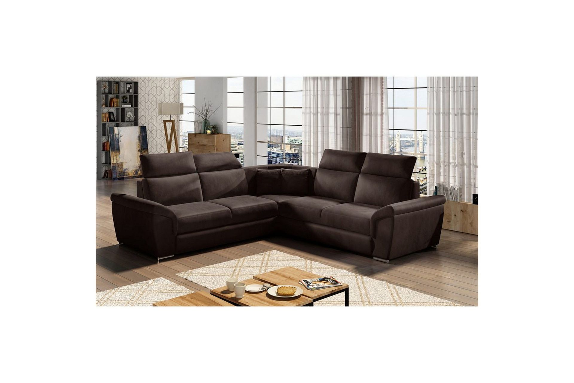 Hjørnesofa Eltap Federico 266x102x266 cm - Monolith 29, Mørk Brun, Universell