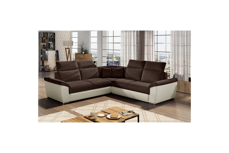 Hjørnesofa Eltap Federico 266x102x266 cm - Sawana 26, Soft 33, Brun, Universell - Møbler - Sofaer - Skinnsofaer