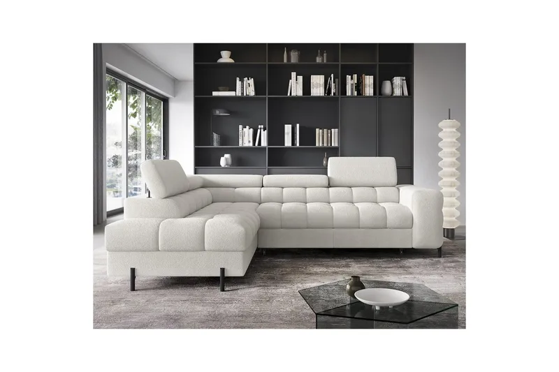 Hjørnesofa Eltap Ferucce 276x200x93 cm Amore 01 Cream Dobbeltsidig - Møbler - Sofaer - Sovesofaer