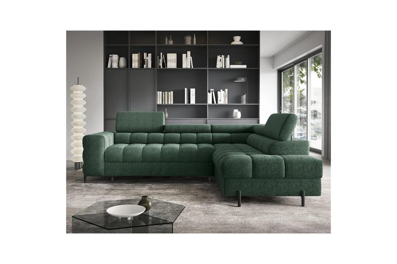 Hjørnesofa Eltap Ferucce 276x200x93 cm - Amore 35, Mørk Grønn, Høyre - Møbler - Sofaer - Sovesofaer