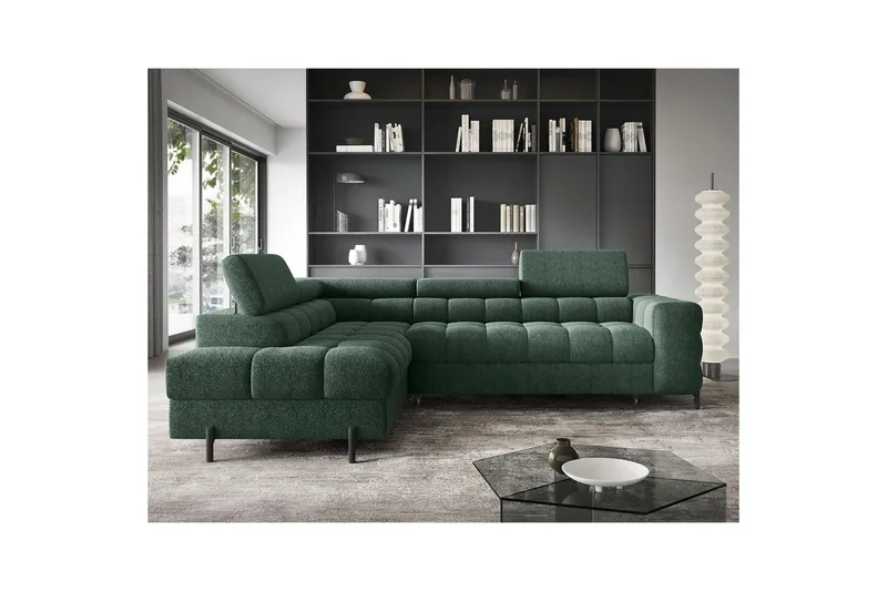 Hjørnesofa Eltap Ferucce 276x200x93 cm - Amore 35, Mørk Grønn, Venstre - Møbler - Sofaer - Sovesofaer