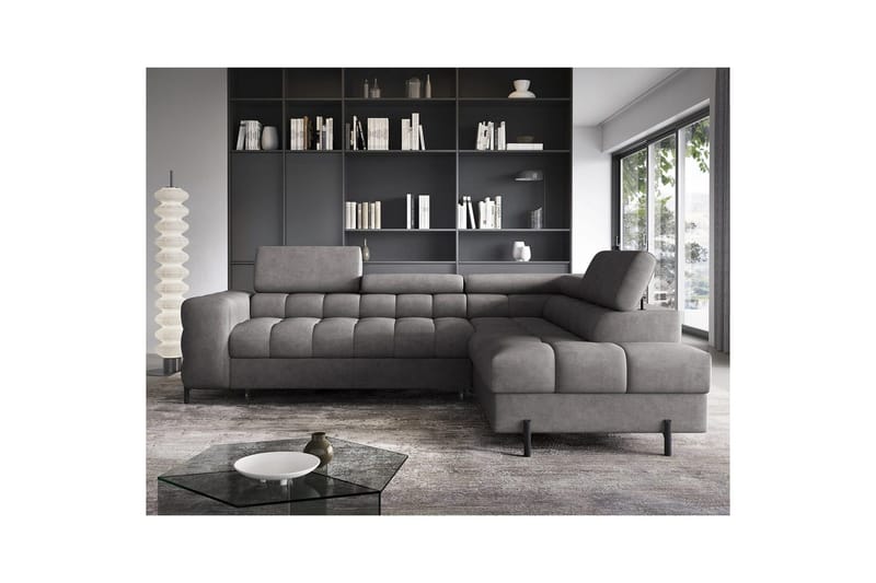 Hjørnesofa Eltap Ferucce 276x200x93 cm - Aura 04, Grå, Høyre - Møbler - Sofaer - Sovesofaer